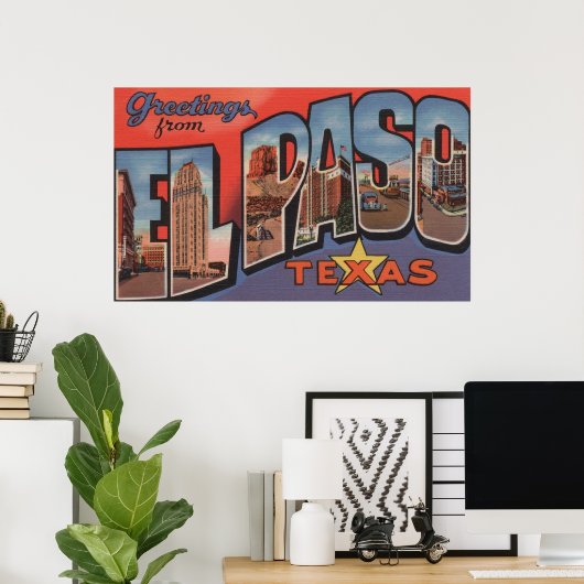 Poster El Paso, Texas - Grandes Lettres Scènes 2 (Bureau à domicile)