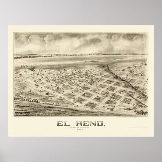 Poster El Reno, OK Carte panoramique - 1891 (Devant)
