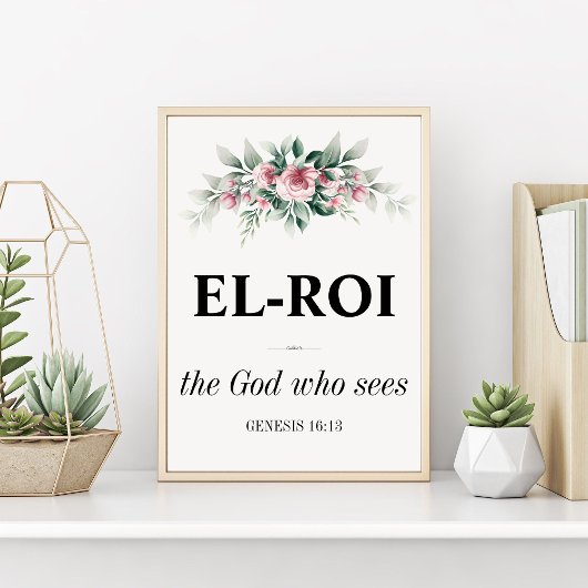 Poster El Roi Wall Art | Écriture chrétienne Bible Verse