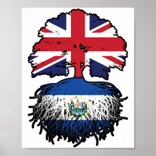 Poster El Salvador Drapeau Salvadorien Britannique Arbre