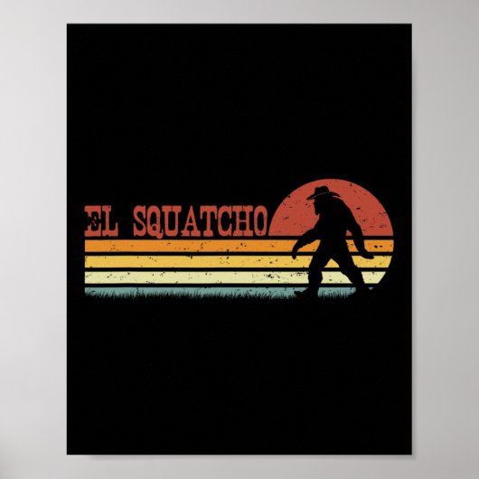 Poster El Squatcho - Drôles Rayures Rétro Bigfoot Cinco D (Devant)