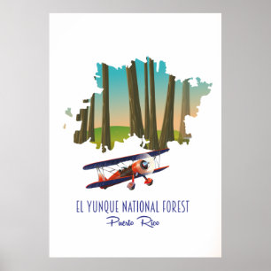 Poster El yunque national forest puerto rico map