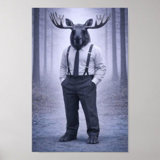 Poster Élan en bretelles classiques – Portrait de la forê