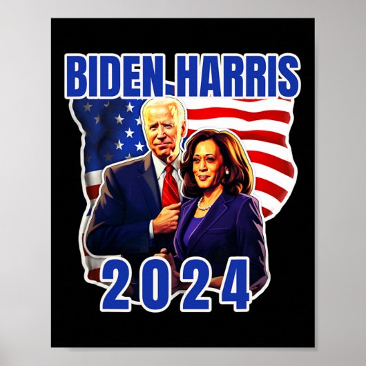 Poster Élection 2024 du drapeau américain Biden Harris (Devant)