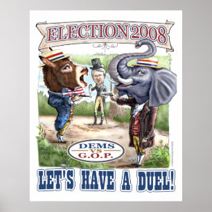Poster Élection politique 2008 de duel de mascotte