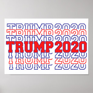 Poster Élection Trump 2020 Rouge Blanc Bleu