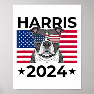 Poster Élection Vote Kamala Harris 2024 Chien Pitbull Dra