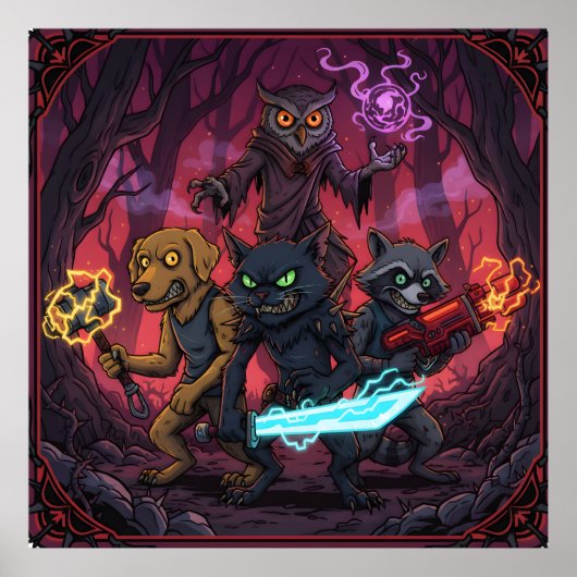 Poster Electric Fantasy Animal Warrior Art (Devant)
