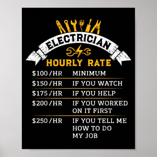 Poster Electrician Hourly Rate For Handyman Humor Labor R (Devant)