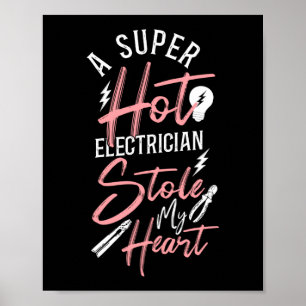 Poster Electrician Lineman Un Super Hot Electrician Stock
