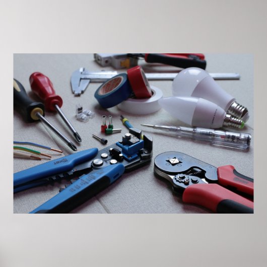Poster Electricien Handyman Outils et équipement (Devant)