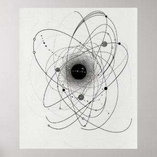 Poster Électrons atomiques Chimie Mini-ligne art