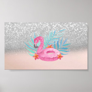 Poster Elegan tendance Flamant rose rose Parties scintill