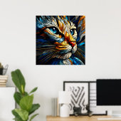 Poster Élégance à fond - Chat généré par l'IA (Bureau à domicile)