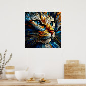 Poster Élégance à fond - Chat généré par l'IA (Cuisine)
