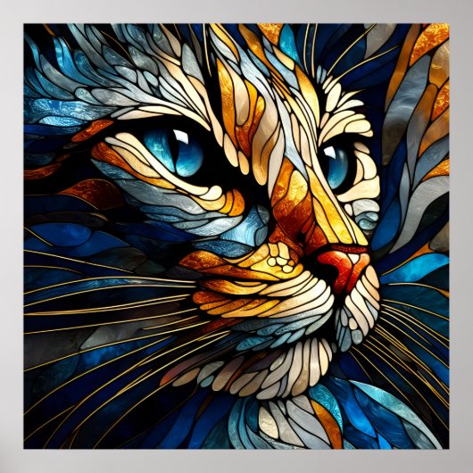 Poster Élégance à fond - Chat généré par l'IA (Devant)