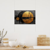 Poster Élégance Abstraite : Noir, Or et Gris (Cuisine)