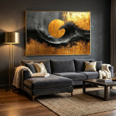 Poster Élégance Abstraite : Noir, Or et Gris