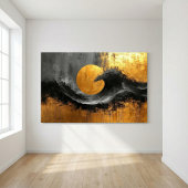 Poster Élégance Abstraite : Noir, Or et Gris