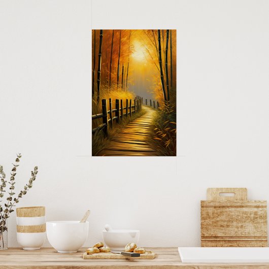 Poster Élégance Bambou, Soirée Dorée (Cuisine)