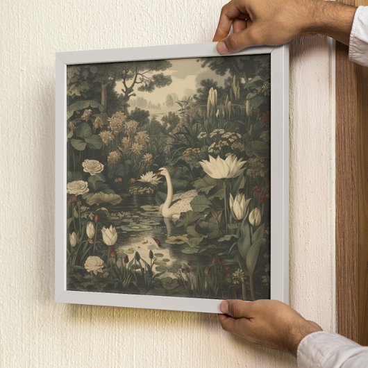 Poster Élégance botanique - Le cygne dans la forêt