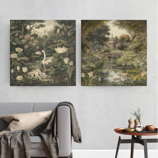 Poster Élégance botanique - Le cygne dans la forêt