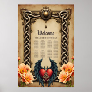 Poster Elégance celtique avec coeur et ailes.