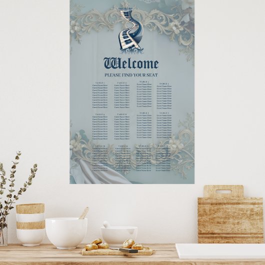 Poster Élégance dans les touches de piano et fleurit. (Cuisine)