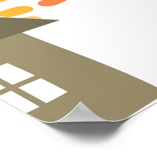 Poster Elégance d'automne : Aquarelle Ville et arbres (Coin)