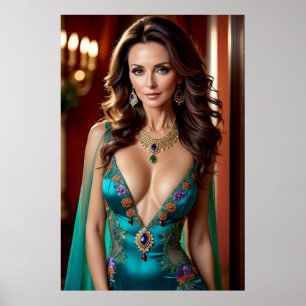 Poster Élégance de la femme turquoise (1)
