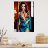 Poster Élégance de la femme turquoise (2) (Cuisine)