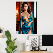 Poster Élégance de la femme turquoise (2) (Bureau à domicile)
