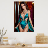 Poster Élégance de la femme turquoise (6) (Cuisine)