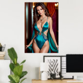 Poster Élégance de la femme turquoise (6) (Bureau à domicile)