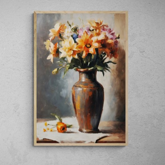 Poster Élégance de la fleur : peinture de vase de fleurs