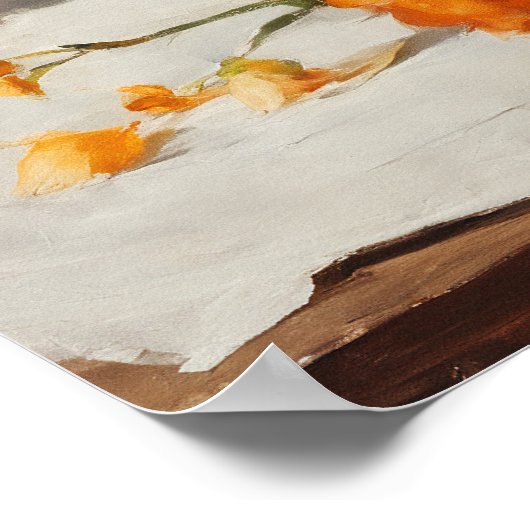 Poster Élégance de la fleur : peinture de vase de fleurs (Coin)