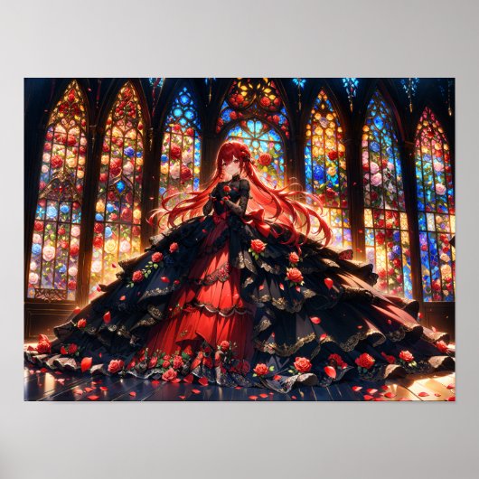Poster Élégance de la Rose Cramoisi (Devant)