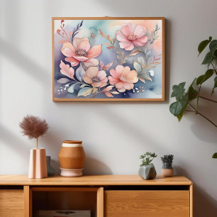 Poster Élégance de l'art des papillons floraux Whimsical