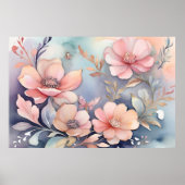 Poster Élégance de l'art des papillons floraux Whimsical (Devant)