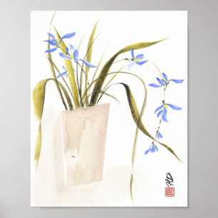 Poster Élégance de l'orchidée bleue