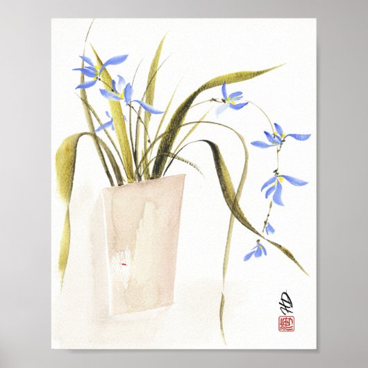 Poster Élégance de l'orchidée bleue (Devant)