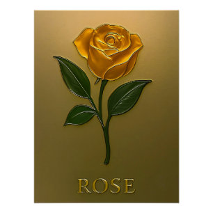 Poster Élégance de roses en or