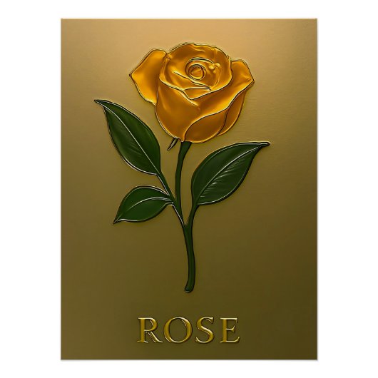 Poster Élégance de roses en or (Devant)