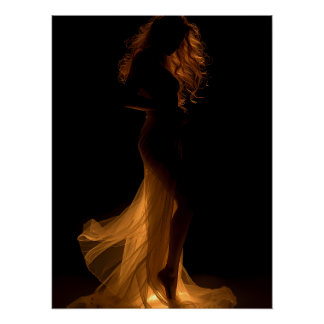 Poster Élégance de Silhouette Dorée Art
