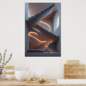 Poster Élégance des fluides : Un escalier spiral sculptur (Cuisine)