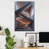 Poster Élégance des fluides : Un escalier spiral sculptur (Bureau à domicile)