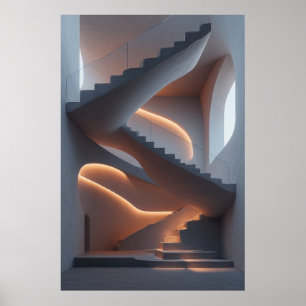 Poster Élégance des fluides : Un escalier spiral sculptur