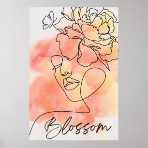 Poster Élégance dévoilée : Femme papillon en fleurs perso