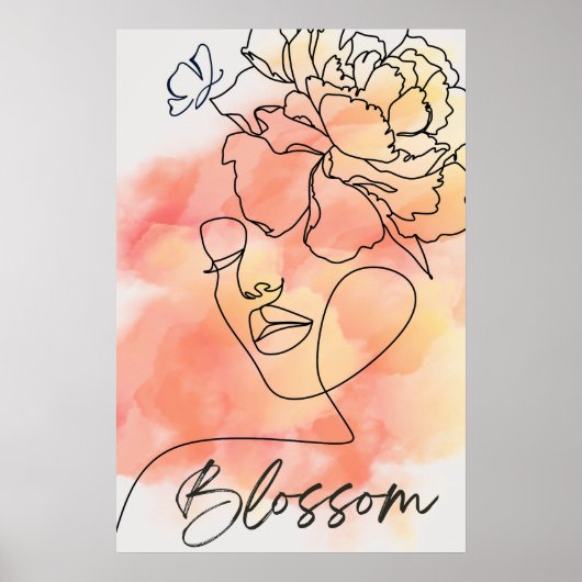 Poster Élégance dévoilée : Femme papillon en fleurs perso (Devant)