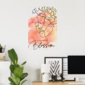 Poster Élégance dévoilée : Femme papillon en fleurs perso (Bureau à domicile)